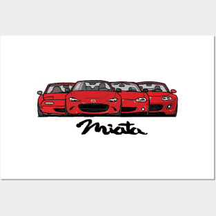 MX5 Miata Generations Red Posters and Art